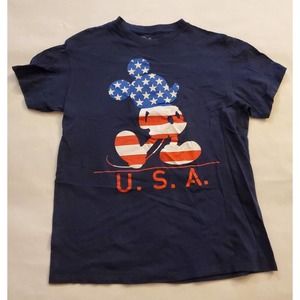USA Mickey Mouse Disney T-Shirt Size Medium Red White Blue 4th of July SS